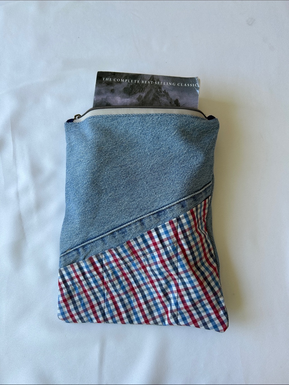 America 250 Denim and Gingham Zipper Book Sleeve
